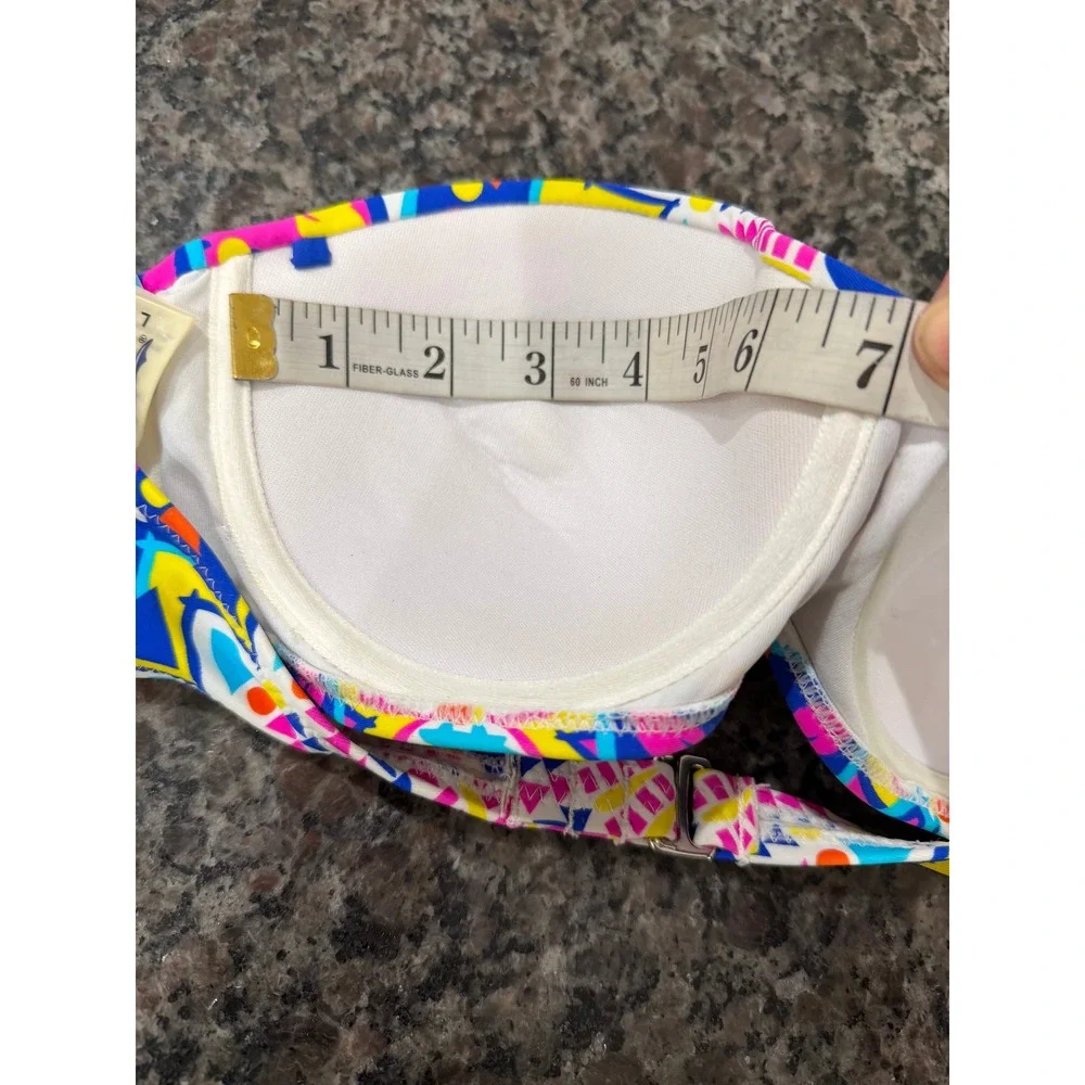 Heat Swimwear Women Multi Color Geometric Mandala Underwire Bandeau Bikini Top L